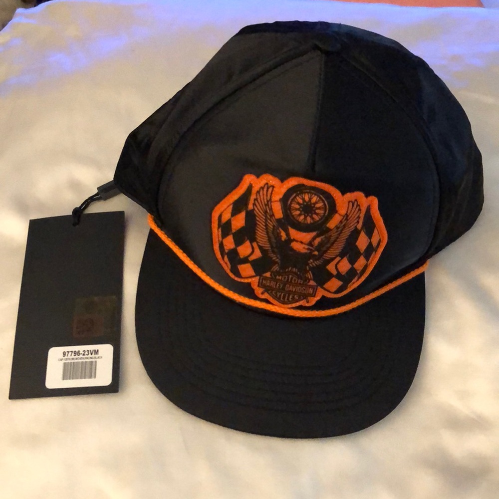 Harley Davidson 120th Anniversary Men’s Racing Flag Eagle SnapBack Hat OS NWT